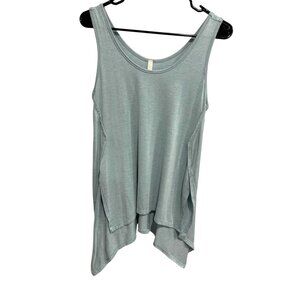 Gilli Womens Asymmetrical Hem Sleeveless Tank Top Blue Knit Sz Small